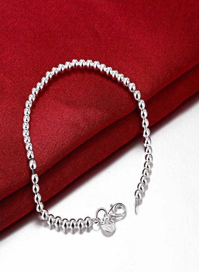 Cutesmile Fashion Jewelry 925 Sterling Silver 4mm Lucky Round Beads Bracelet for Women - Image 5