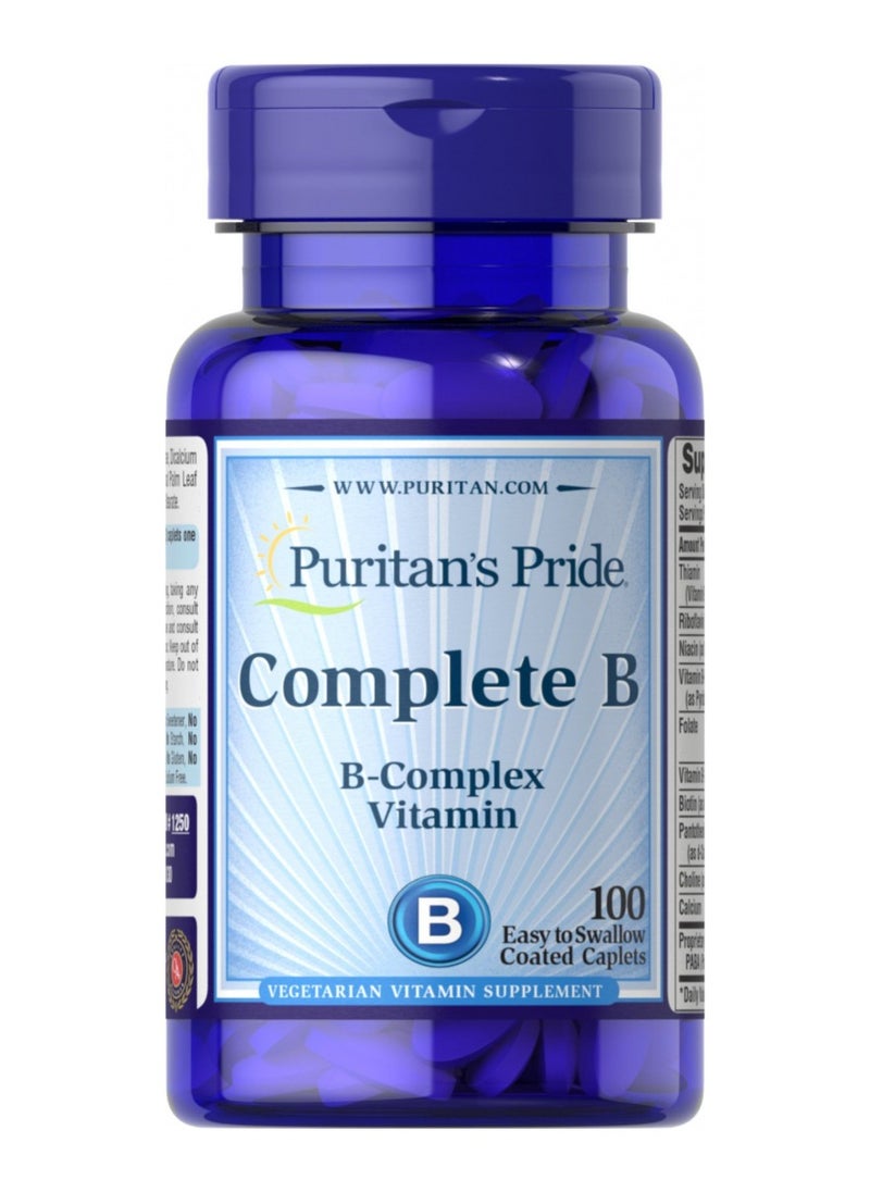 Puritan's Pride Puritan's Pride Complete B Multivitamin – 100 Tablets for Energy, Immune & Metabolism Support 