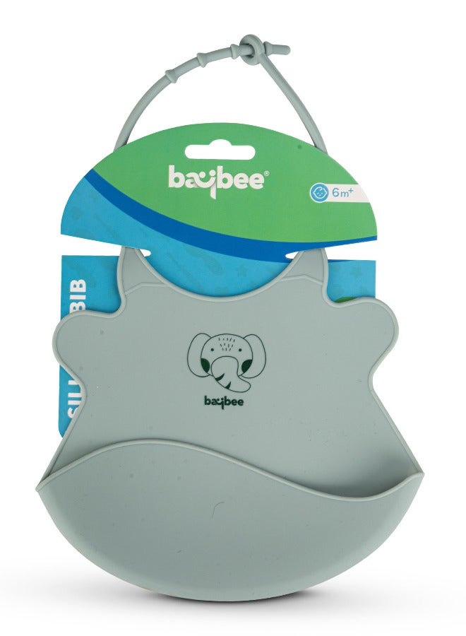 Baybee Baby Silicone Waterproof Bibs for New Born with Pocket & 6 Adjustable Neckline Buttons | Baby Feeding Bib for infants with Reusable, Easy Cleaning Bibs for Boys Girls 6 - 12 months (Green) - Image 1