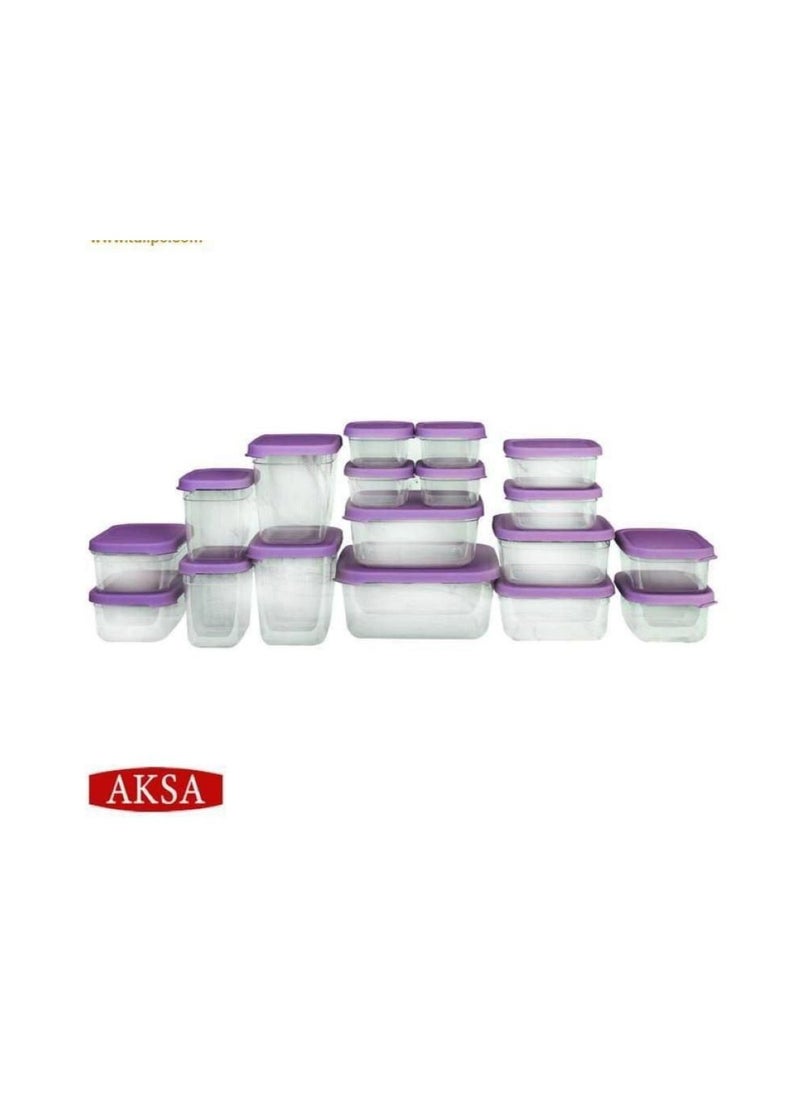 AKSA - AKSA Set Of Healthy Plastic Refrigerator Containers - 18 Pieces - Image 1