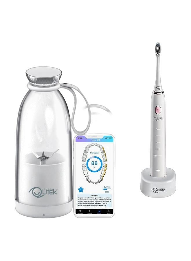 Qutek FreshBlend Portable Blender – 500ml Personal Blender with 6 Stainless Steel Blades, Type-C USB Rechargeable, Food-Grade ABS – Smoothie Maker for Shakes, Juices & Protein Drinks & DENTiCARE by Qutek Rechargeable Electric Toothbrush – Sonic Power 40,000 VPM, 5 Modes (Clean, White, Sensitive, Polish, Massage), Smart 2-Min Timer, USB Charging, 30-Day Battery, IPX7 Waterproof, Soft DuPont Bristles, Ideal for Plaque Removal, Teeth Whitening & Gum Care – Includes Extra Brush HeadsBundle - Image 2