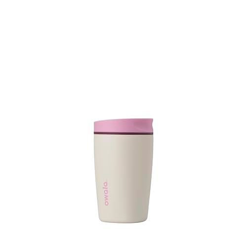 Owala SmoothSip Slider Insulated Stainless Steel Coffee Tumbler Reusable Iced Coffee Cup Hot Coffee Travel Mug BPA Free 12 oz PinkTan Daybreak - Image 1