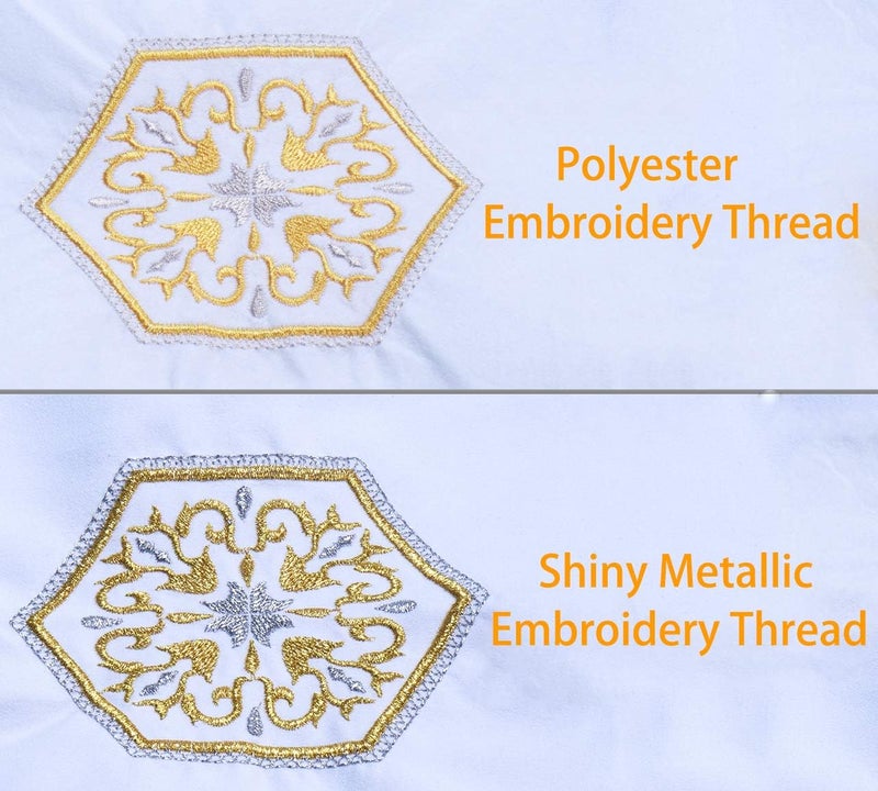simthread 8 Spools (4 Gold+ 4 Silver Colors) Metallic Embroidery Machine Thread 500M(550Y) for Embroidery and Decorative Sewing - Image 5