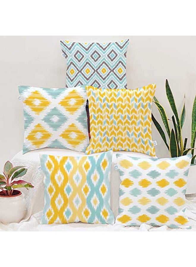 STITCHNEST Poly Cotton 180 TC Cushion Cover, 12 x 12 Inch, Multicolour, 5 Pieces - Image 1