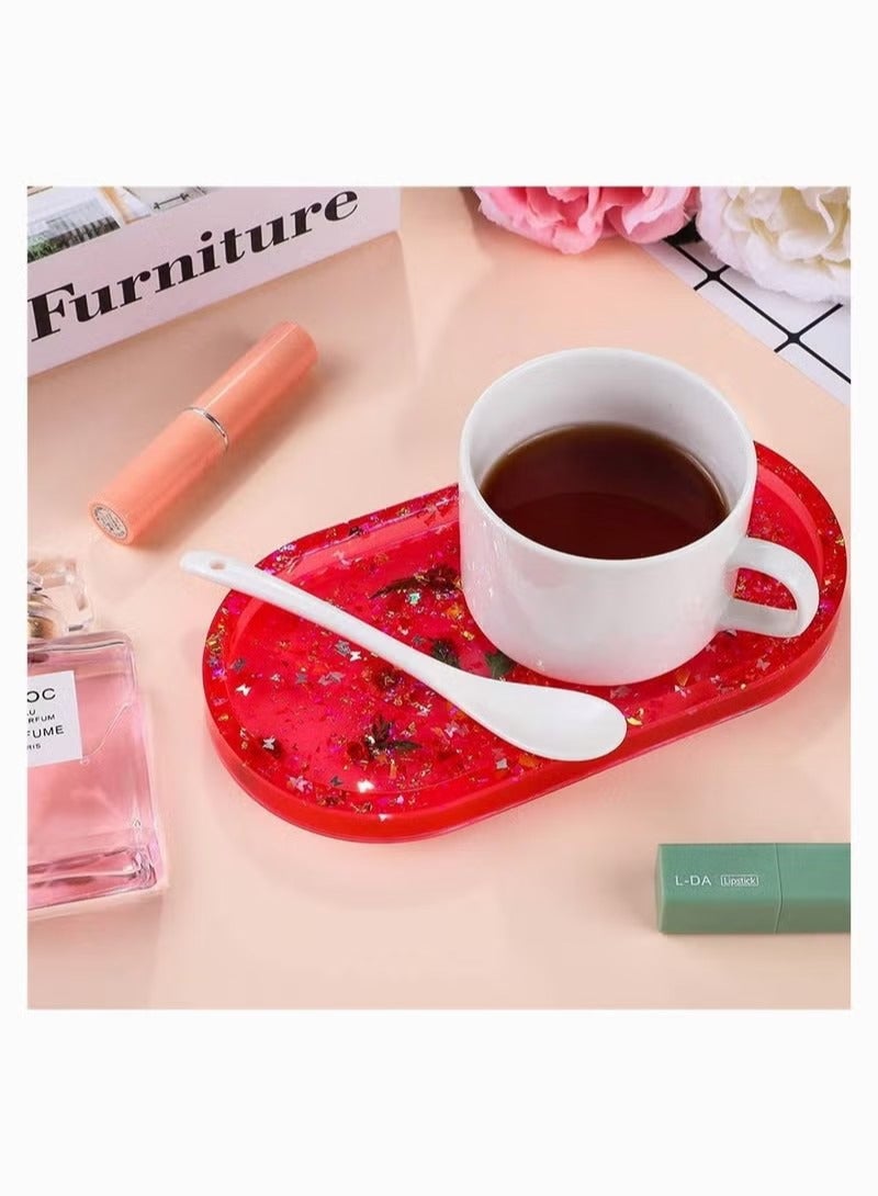 Tray Resin Mould, Craft Jewelry Making Mould Oval Tray Mould DIY Epoxy Resin Mould Silicone Resin Mould Plate Casting Mould for Office Home Decor (2 Pieces) - Image 3