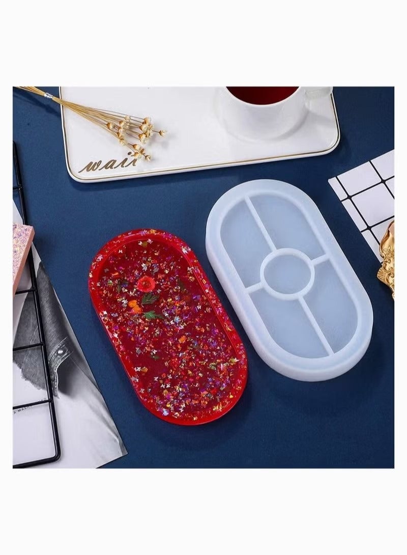 Tray Resin Mould, Craft Jewelry Making Mould Oval Tray Mould DIY Epoxy Resin Mould Silicone Resin Mould Plate Casting Mould for Office Home Decor (2 Pieces) - Image 5