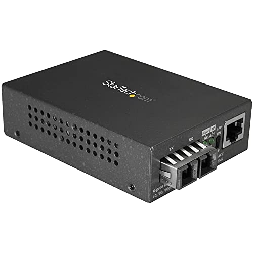 Startech.com StarTech SingleMode SM SC Fiber Media Converter for 101001000 Networks Standalone Gigabit Ethernet to SC Fiber Converter 1310nm 10km TAA - Image 1