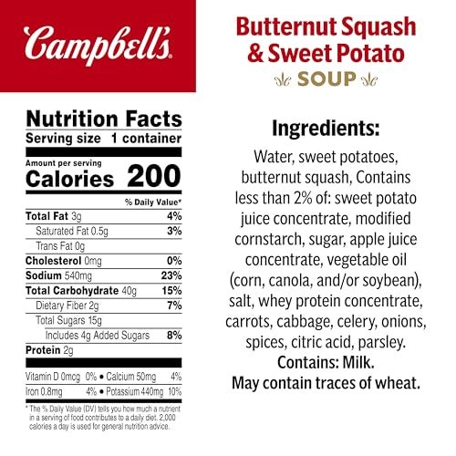 Campbell'S Campbell’s Sipping Soup, Butternut Squash and Sweet Potato Soup, 11.1 oz Microwavable Cup (8 Pack) - Image 5