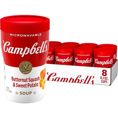Campbell'S Campbell’s Sipping Soup, Butternut Squash and Sweet Potato Soup, 11.1 oz Microwavable Cup (8 Pack) - Image 1