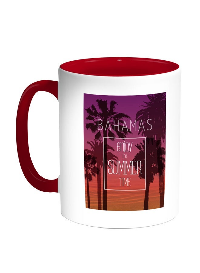 RYN Enjoy The Summer Time Printed Coffee Mug Red/White/Purple 11ounce
