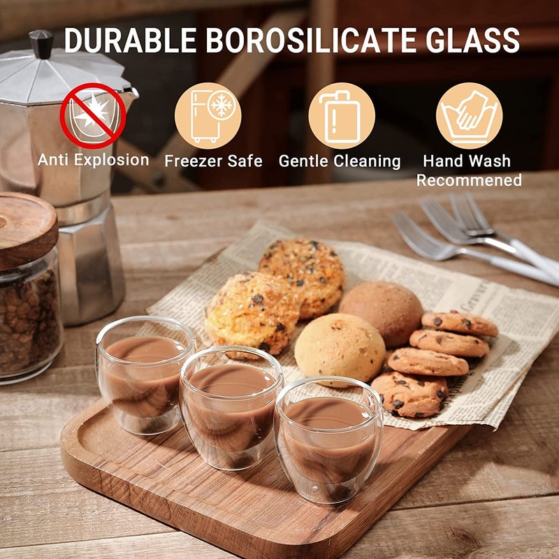 FS COOL 250ml Double Wall Glass Double Wall Construction Heat Resistant Vacuum Insulated Set of 6 - Image 3