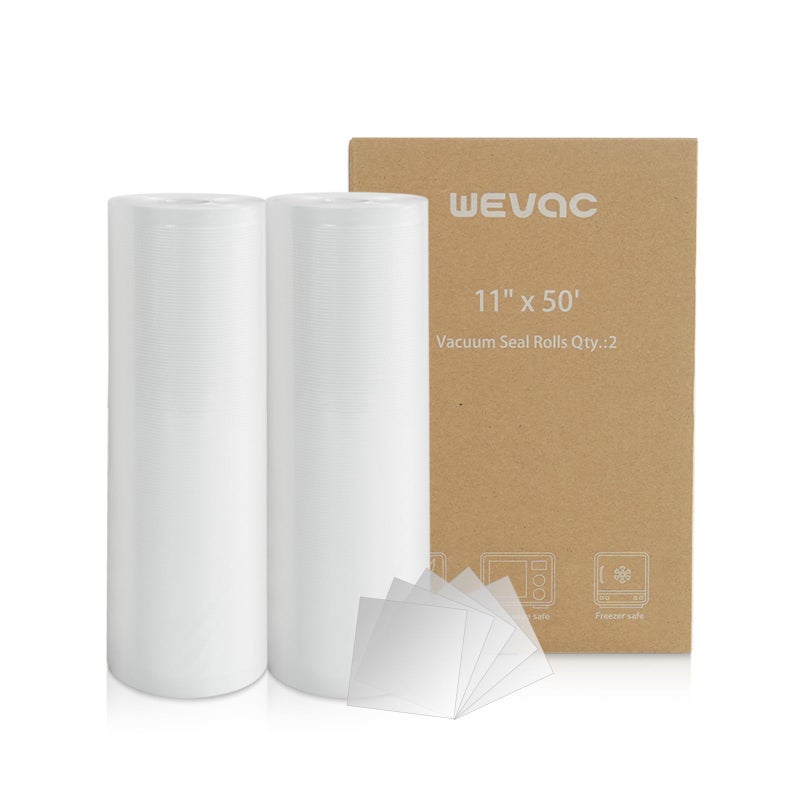 Wevac Vacuum Sealer Bags 11x50 Rolls 2 pack for Food Saver Seal a Meal Weston Commercial Grade BPA Free Heavy Duty Great for vac storage Meal Prep or Sous Vide