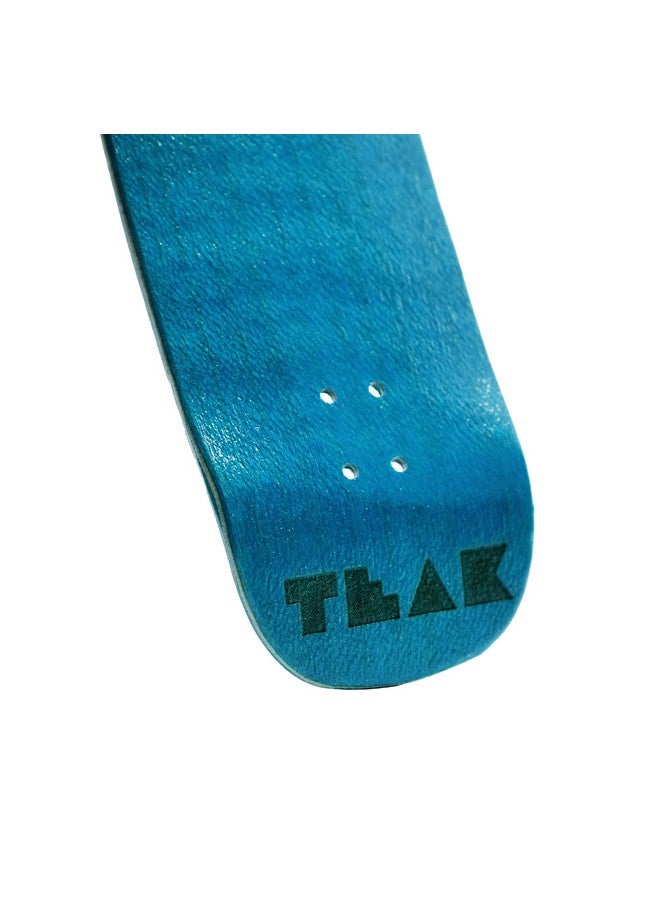 Teak Tuning Prolific Wooden Fingerboard Deck, 33.5mm x 96mm Boxy Shape - Teak Teal - 5 Ply with Custom Color Matching Mid Ply - Includes Prolific Foam Tape - Image 2