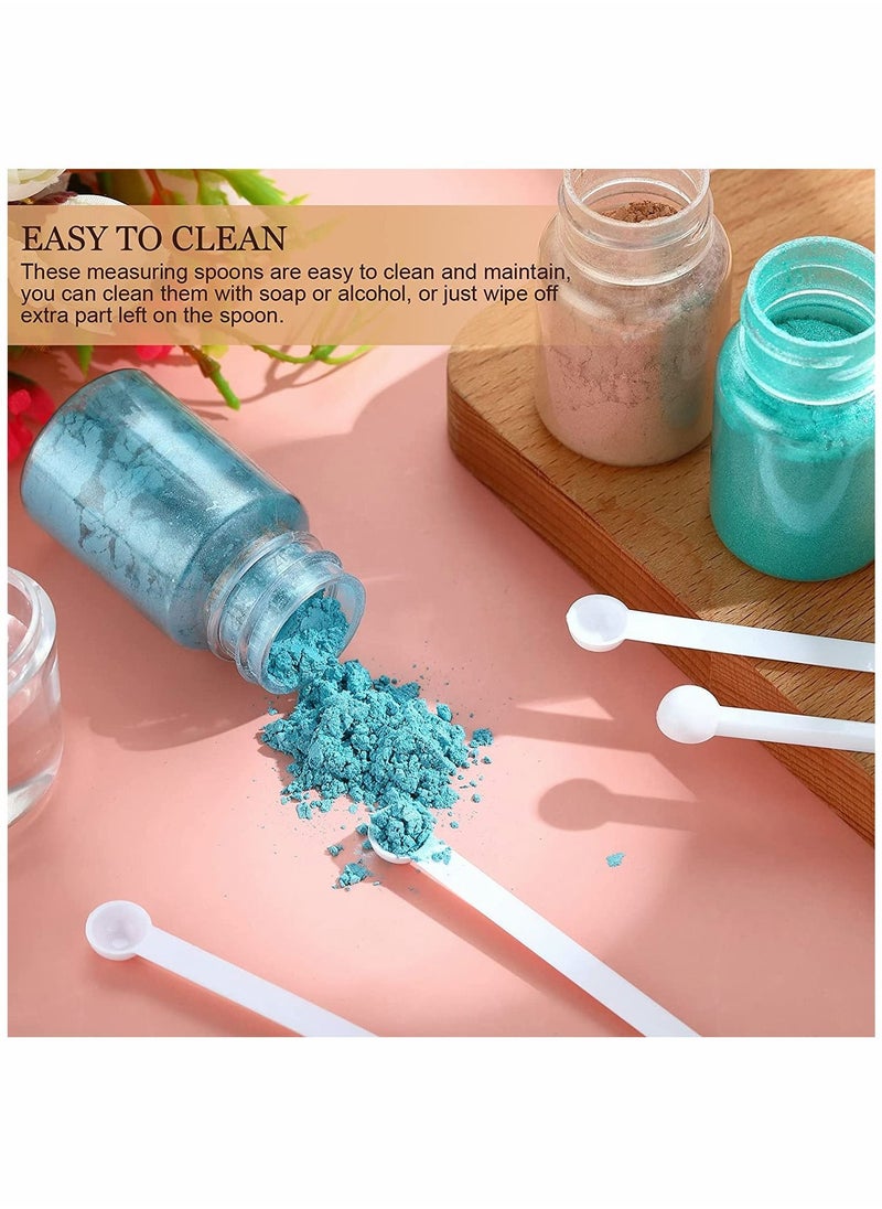 SYOSI - Mini Scoops Measuring Spoons Mini Shovel Scoop Spice Scoop Tiny Measuring Spoon Micro Powder Scoop for Cosmetics Medicines Spices Powder Measurement Tools Supplies (White,100 Pieces) - Image 1