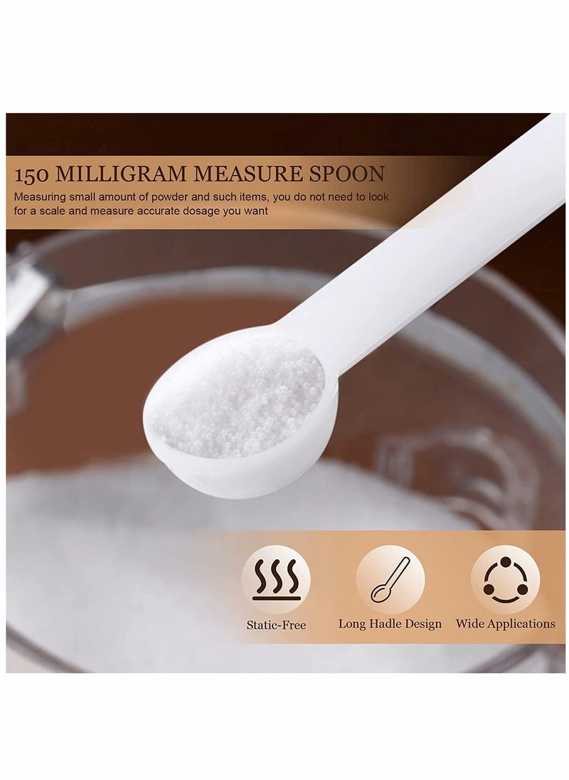 SYOSI - Mini Scoops Measuring Spoons Mini Shovel Scoop Spice Scoop Tiny Measuring Spoon Micro Powder Scoop for Cosmetics Medicines Spices Powder Measurement Tools Supplies (White,100 Pieces) - Image 1