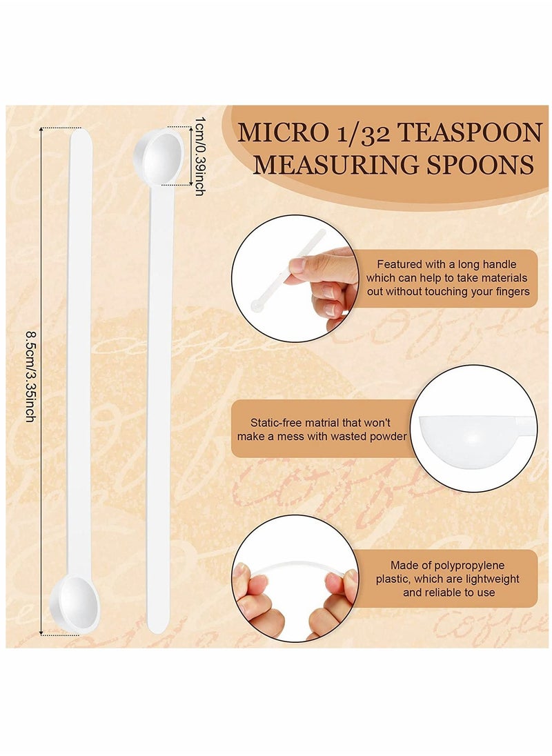 SYOSI - Mini Scoops Measuring Spoons Mini Shovel Scoop Spice Scoop Tiny Measuring Spoon Micro Powder Scoop for Cosmetics Medicines Spices Powder Measurement Tools Supplies (White,100 Pieces) - Image 1