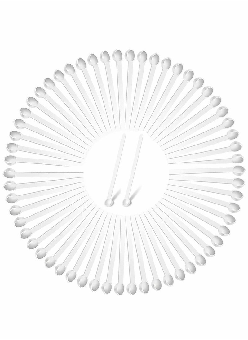 SYOSI - Mini Scoops Measuring Spoons Mini Shovel Scoop Spice Scoop Tiny Measuring Spoon Micro Powder Scoop for Cosmetics Medicines Spices Powder Measurement Tools Supplies (White,100 Pieces) - Image 1