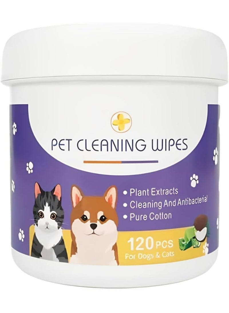 Next Vogue Dog & Cat Cleaning Wipes 120 Pieces – Eye, Ear & Face Wipes for Tear, Mucus & Saliva Stain Removal - Image 1