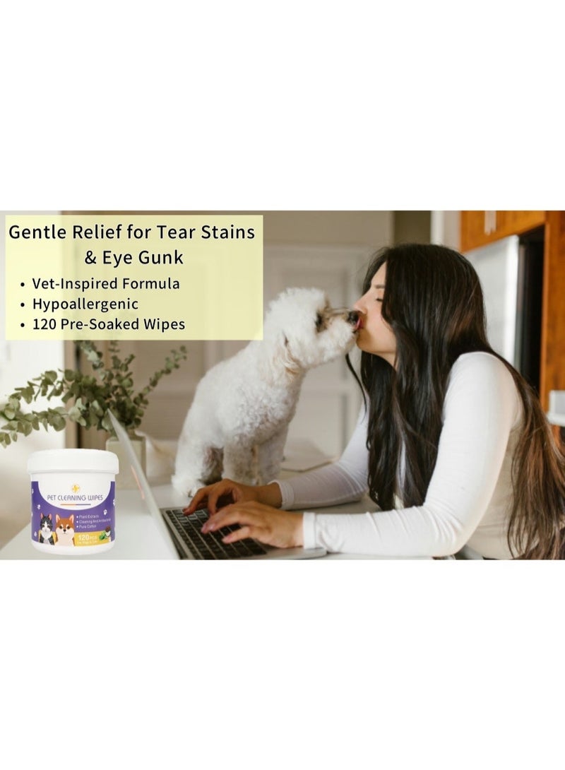 Next Vogue Dog & Cat Cleaning Wipes 120 Pieces – Eye, Ear & Face Wipes for Tear, Mucus & Saliva Stain Removal - Image 4