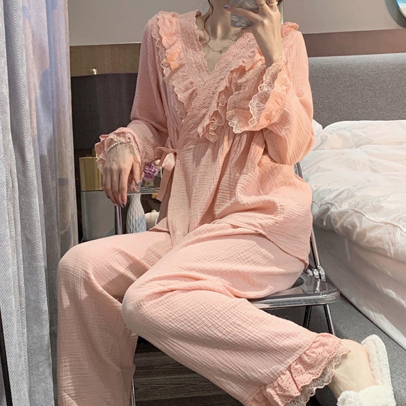 Pajamas women autumn palace princess style long sleeve suit sweet cute retro kimono high sense home clothes wholesale - Image 1