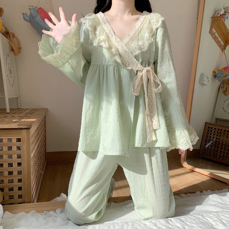 Pajamas women autumn palace princess style long sleeve suit sweet cute retro kimono high sense home clothes wholesale - Image 2