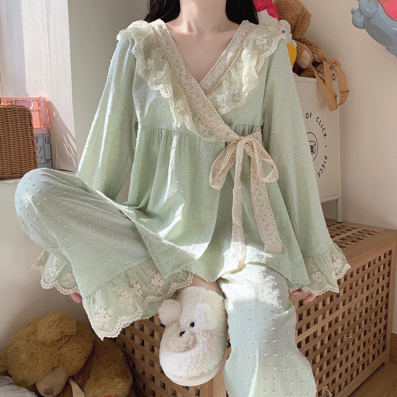 Pajamas women autumn palace princess style long sleeve suit sweet cute retro kimono high sense home clothes wholesale - Image 3