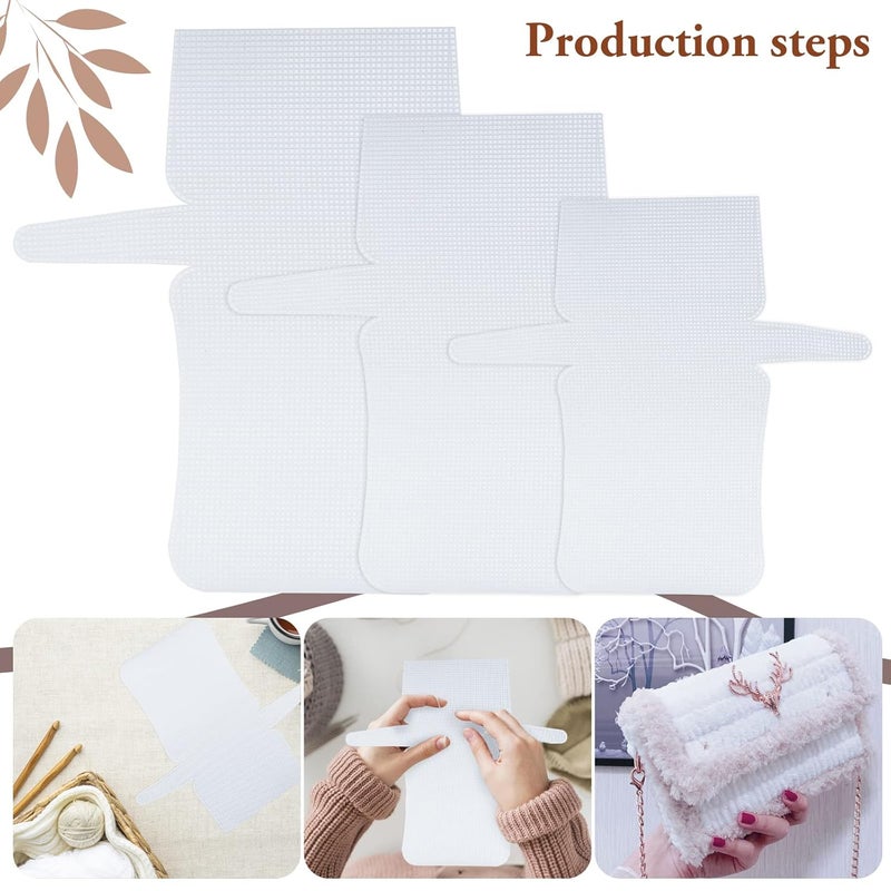 May Create 3Pcs Mesh Clear Plastic Canvas Sheets With 100 Clips Crossbody Diy Sewing Bag Form Cross Stitch Plastic Plate For Diy Crafts, Acrylic Yarn Crafting Knit Crochet Projects, Modern, White - Image 4