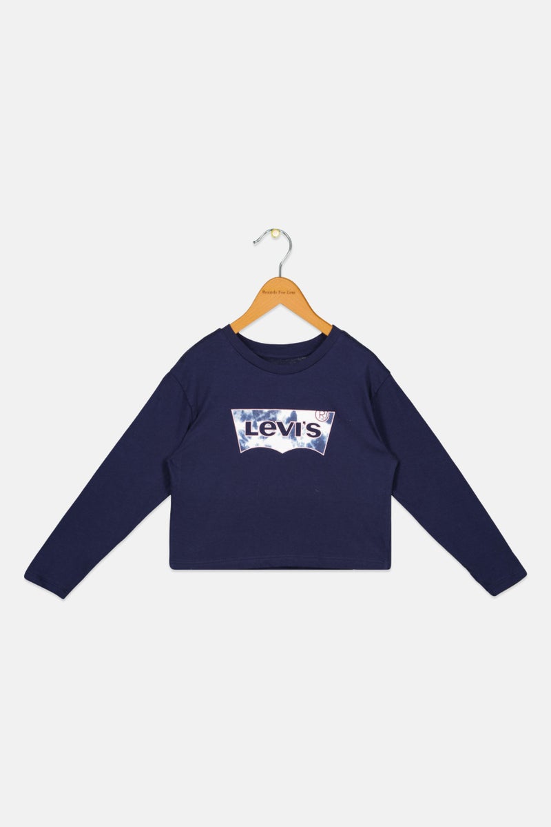 Levi's Toddler Boys Round Neck Long Sleeves Brand Logo T-Shirt, Navy Blue  - Image 1
