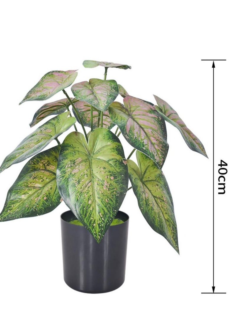 Generic WELLNEST Artificial Caladium Plant, Faux Colorful Taro Potted Tree, Bionic Decorative Plant with Multiple Colors, Floor-standing Landscape Greenery, Luxury Faux Green Plant, Nordic Style Home Decor, Morandi Color Palette, Aesthetic Living, Multiple Styles Available  - Image 1