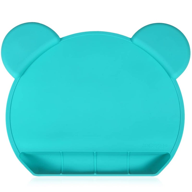 Andyken Silicone Baby Placemat Suction - Kids Placemats with Strong Suction Food Catching for Kids Babies Toddlers Tiny Diner Placemat Roll Up Non Slip Washable Baby Restaurant Mat - Image 1