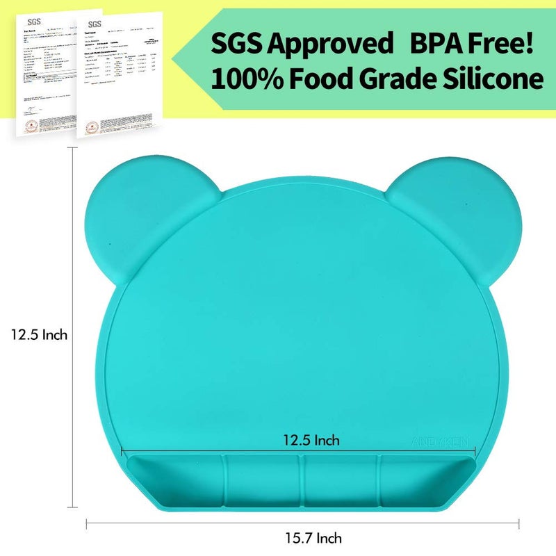 Andyken Silicone Baby Placemat Suction - Kids Placemats with Strong Suction Food Catching for Kids Babies Toddlers Tiny Diner Placemat Roll Up Non Slip Washable Baby Restaurant Mat - Image 4