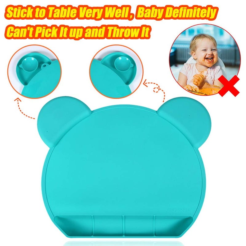 Andyken Silicone Baby Placemat Suction - Kids Placemats with Strong Suction Food Catching for Kids Babies Toddlers Tiny Diner Placemat Roll Up Non Slip Washable Baby Restaurant Mat - Image 2