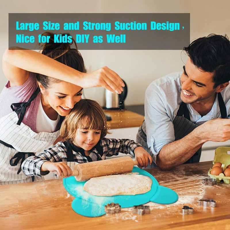 Andyken Silicone Baby Placemat Suction - Kids Placemats with Strong Suction Food Catching for Kids Babies Toddlers Tiny Diner Placemat Roll Up Non Slip Washable Baby Restaurant Mat - Image 5
