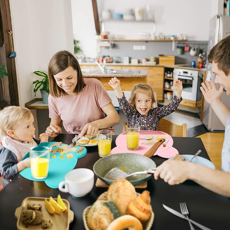 Andyken Silicone Baby Placemat Suction - Kids Placemats with Strong Suction Food Catching for Kids Babies Toddlers Tiny Diner Placemat Roll Up Non Slip Washable Baby Restaurant Mat - Image 3