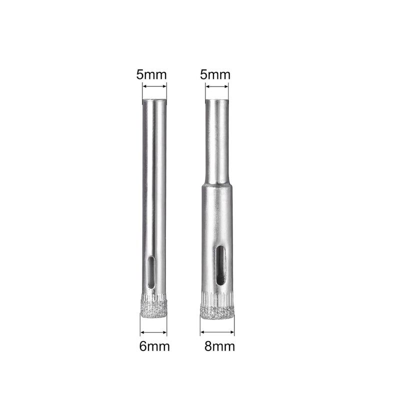 6mm 8mm Diamond Coated Hole Saw Drill Bits for Glass Ceramic Tile Marble Rock Porcelain2pcs  - Image 2