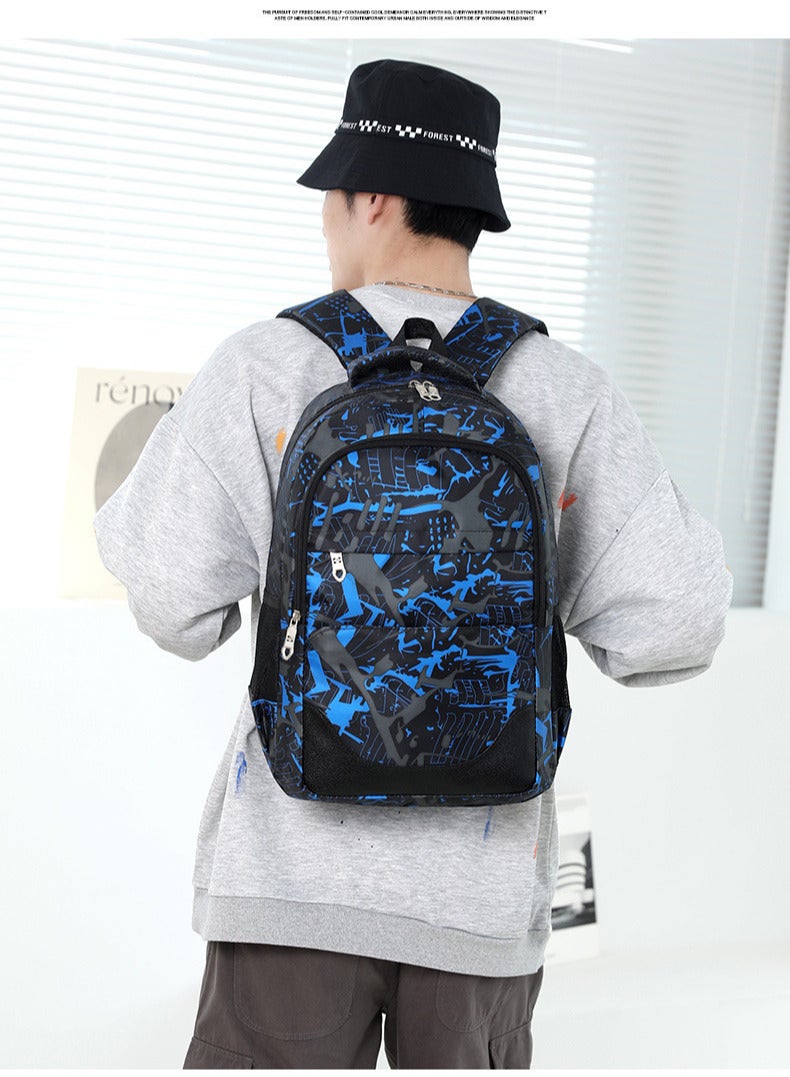 AUTOYSUR 3Pcs School Backpack Set,Large Capacity Book Bag School Bags with Crossbody Bag and Pencil Bag,Lightweight Durable Backbag Casual Daypack Schoolbag for Student Boys Girls Teens（Blue) - Image 5