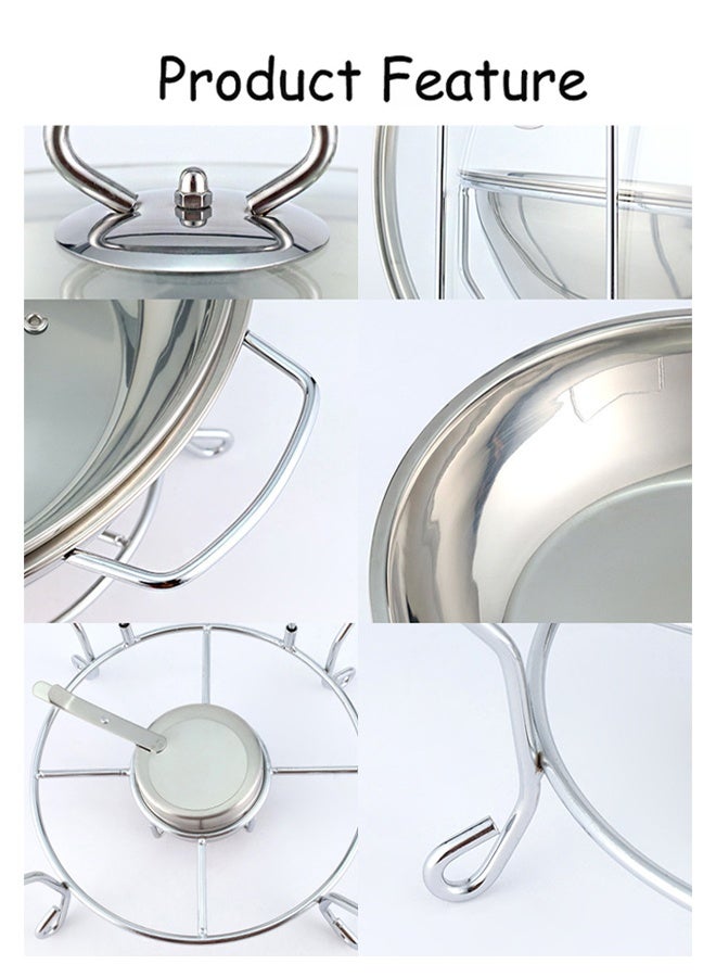 KLNAMAEAAN Stainless Steel Round Buffet Chafing Dish with Tempered Glass Lid and Stand Food Warmer for Hotel Catering and Restaurant Service 8.0 Litre - Image 5