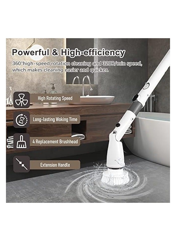 erorex 7 IN 1 Electric Spin Scrubber Cordless Handheld Cleaning Brush with Adjustable Extension Handle 6 Brush Heads 1200mAH Battery for Kitchen Bathroom Wall Window Floor - Image 2