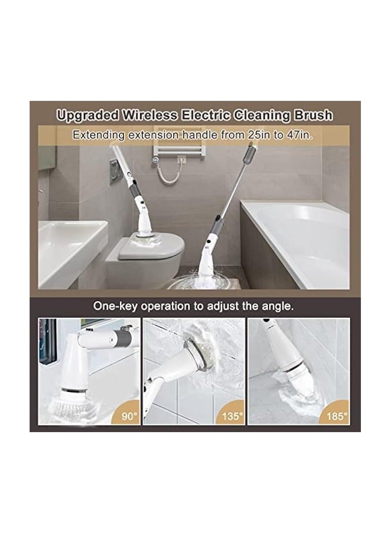 erorex 7 IN 1 Electric Spin Scrubber Cordless Handheld Cleaning Brush with Adjustable Extension Handle 6 Brush Heads 1200mAH Battery for Kitchen Bathroom Wall Window Floor - Image 4