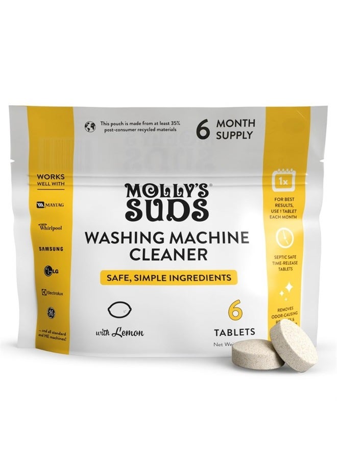 MOLLY'S SUDS - Washing Machine Cleaner | Removes Odors & Grime from Front & Top Loader Machines, Including HE (Citrus - 6 Tablets) - Image 1