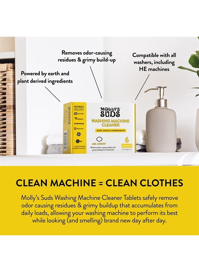 MOLLY'S SUDS - Washing Machine Cleaner | Removes Odors & Grime from Front & Top Loader Machines, Including HE (Citrus - 6 Tablets) - Image 1