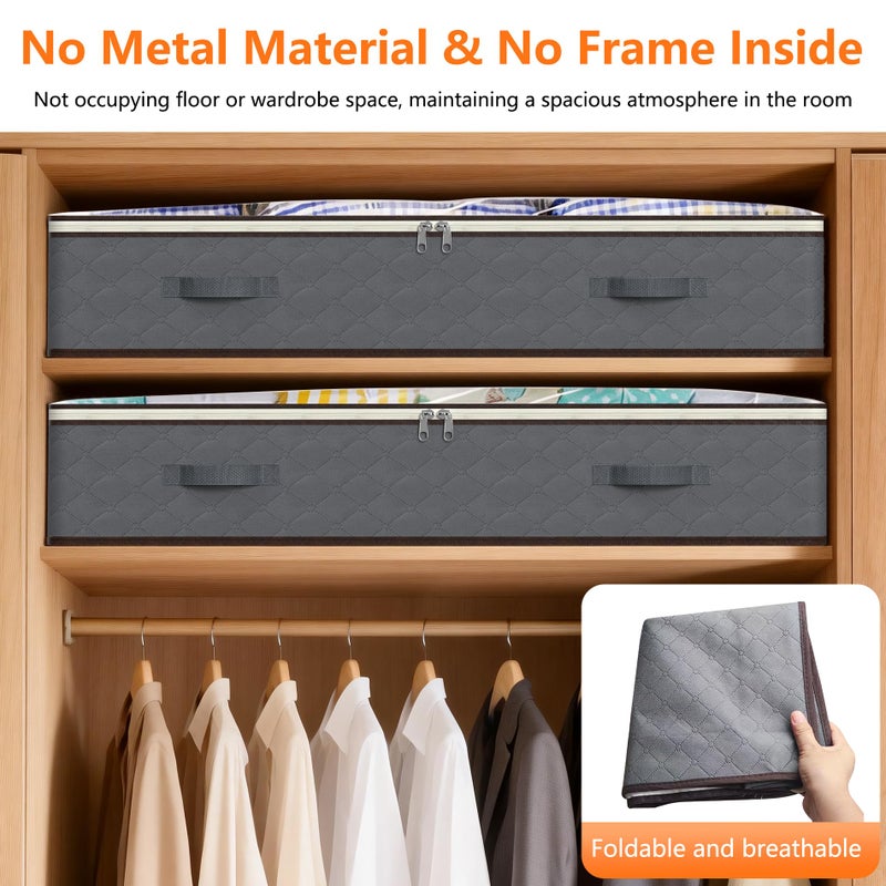 BOOMIBOO 90L Under Bed Storage Containers,4-Pack Closet Organizers and Storage Bins,for Organization and Storage Clothes, Shoes, Blankets & Pillows,Visible Transparent Top Storage Bins with Lids, Grey - Image 5