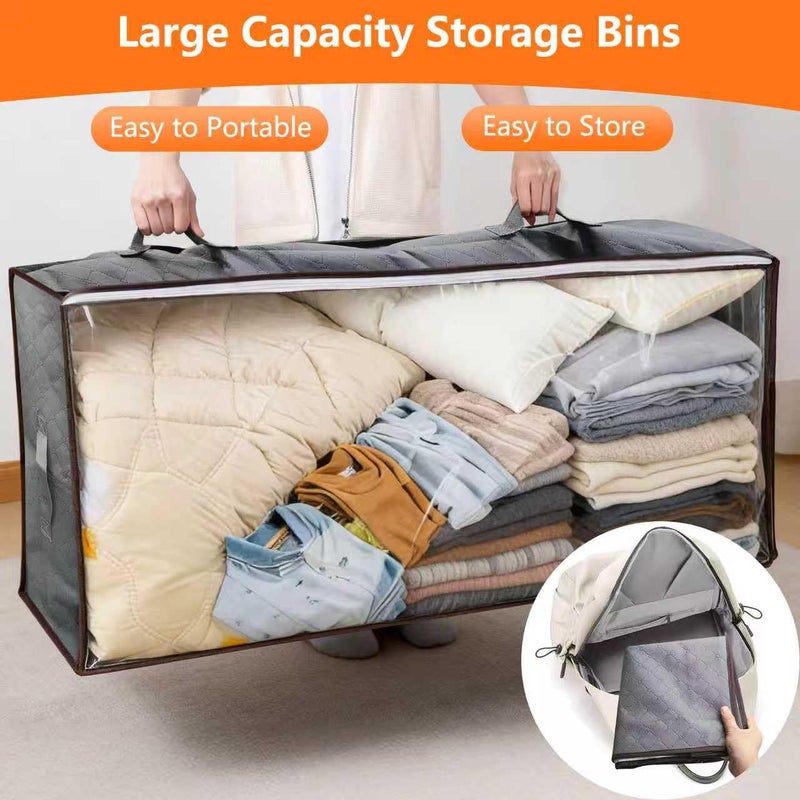 BOOMIBOO 90L Under Bed Storage Containers,4-Pack Closet Organizers and Storage Bins,for Organization and Storage Clothes, Shoes, Blankets & Pillows,Visible Transparent Top Storage Bins with Lids, Grey - Image 4