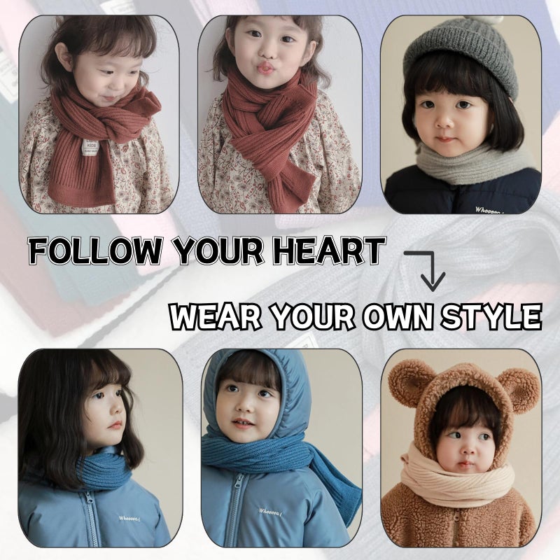 Peecabe Kids Scarf Soft Warm Knit Neck Warmer Winter Classic Scarf for Boys Girls (Purple) - Image 2