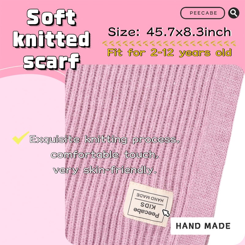 Peecabe Kids Scarf Soft Warm Knit Neck Warmer Winter Classic Scarf for Boys Girls (Purple) - Image 4