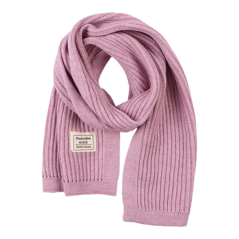 Peecabe Kids Scarf Soft Warm Knit Neck Warmer Winter Classic Scarf for Boys Girls (Purple) - Image 1