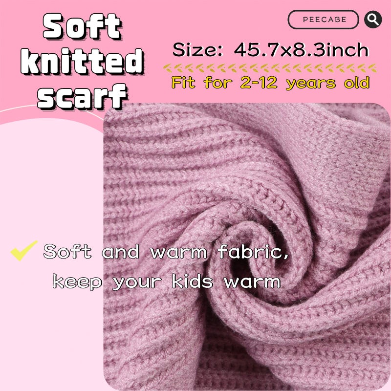 Peecabe Kids Scarf Soft Warm Knit Neck Warmer Winter Classic Scarf for Boys Girls (Purple) - Image 5
