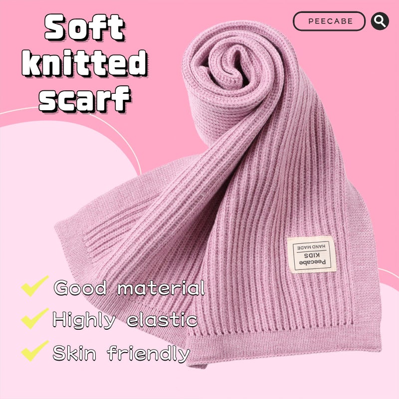 Peecabe Kids Scarf Soft Warm Knit Neck Warmer Winter Classic Scarf for Boys Girls (Purple) - Image 3