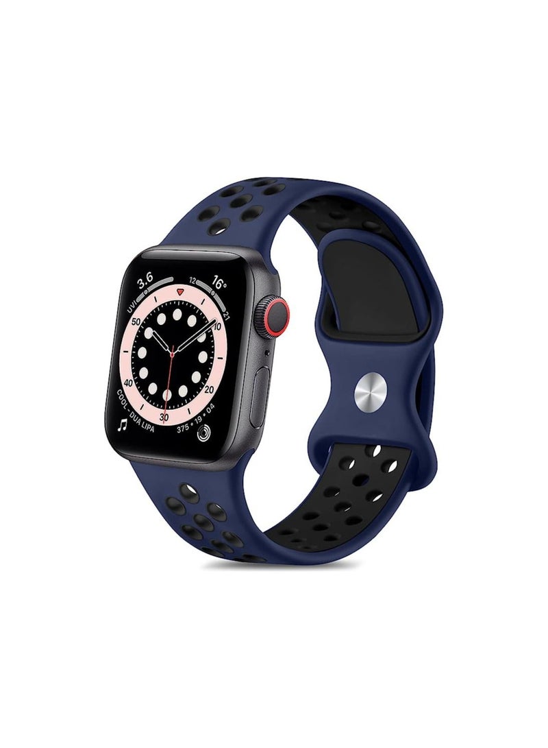 Sport Strap Compatible with Apple Watch Straps 42mm 44mm 45mm 49mm Breathable Silicone Double Hole Ring Snap Buckle Replacement Band for Women, for iWatch Strap Series 8 7 6 5 4 3 SE  - Image 1