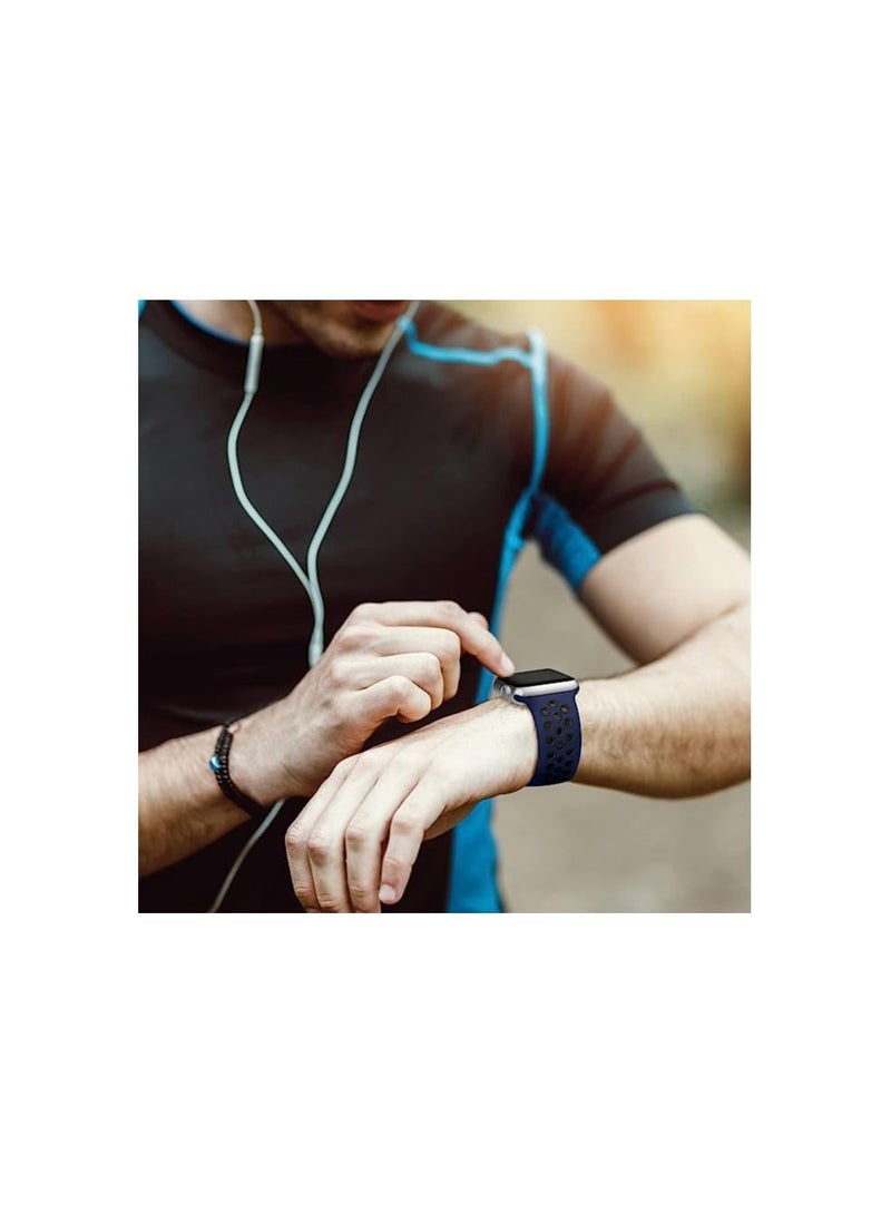 Sport Strap Compatible with Apple Watch Straps 42mm 44mm 45mm 49mm Breathable Silicone Double Hole Ring Snap Buckle Replacement Band for Women, for iWatch Strap Series 8 7 6 5 4 3 SE  - Image 3